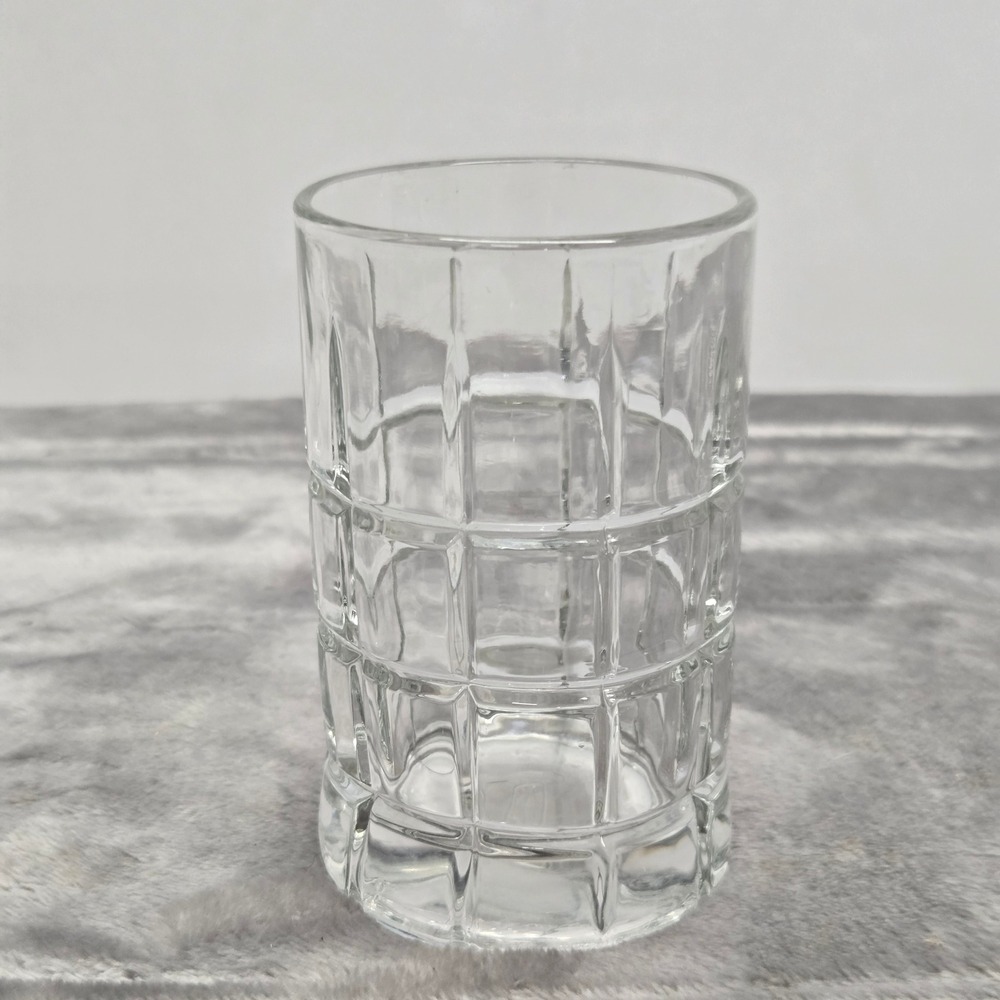 Anchor Hocking Waffle Grid Clear Glass Tumbler Juice Rocks Glass Vintage 4 inch